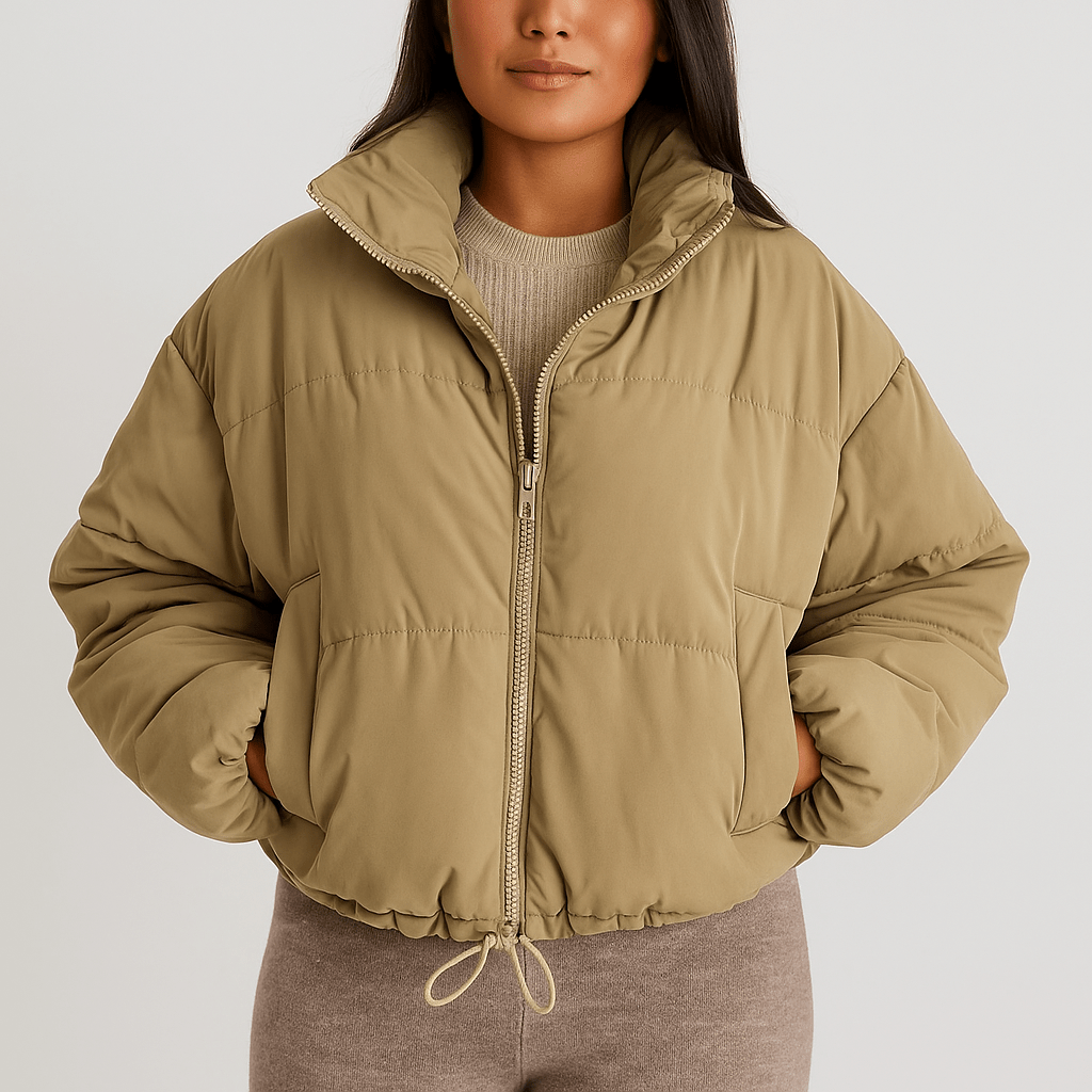 Katri Doudoune - Korkea Kaulus - Vetoketju - Lämmin & Tyylikäs - EmiyoSuomi - Bomberjacket - Nainen