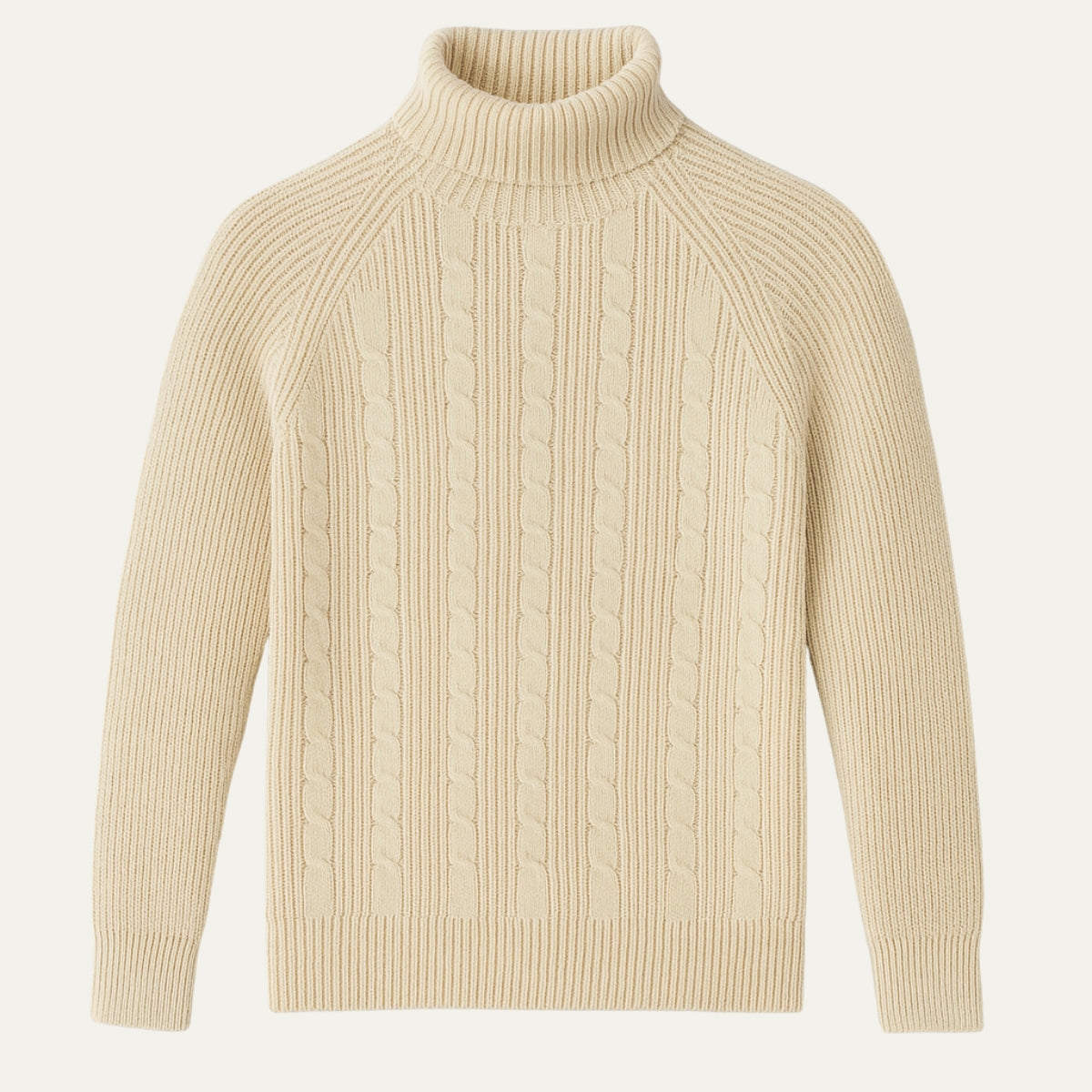 Miesten kaaperineule lyhyt kaulus ribbireunat beige