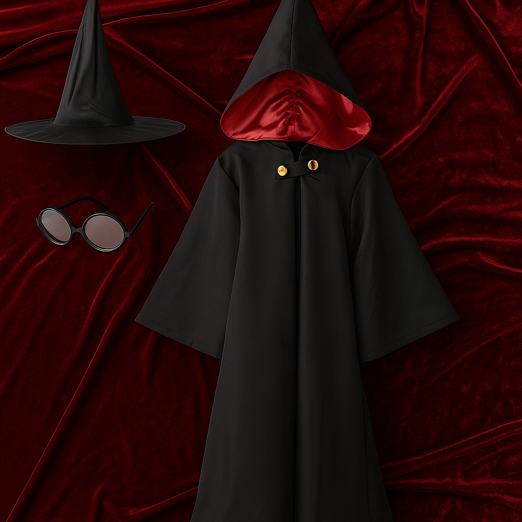 Lasten Taikuri Pukusetti - Viitta, Hattu & Lasit - Taianomainen Naamiaisasu - EmiyoSuomi - Halloween