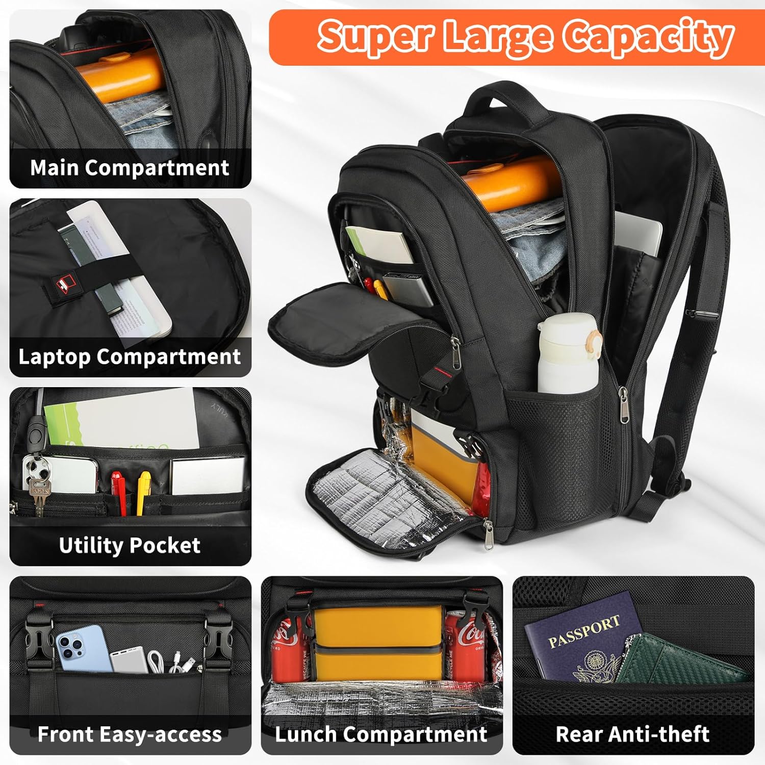 Reppu matkalaukkuun ja lounaaseen | USB-lataus, TSA-avaus