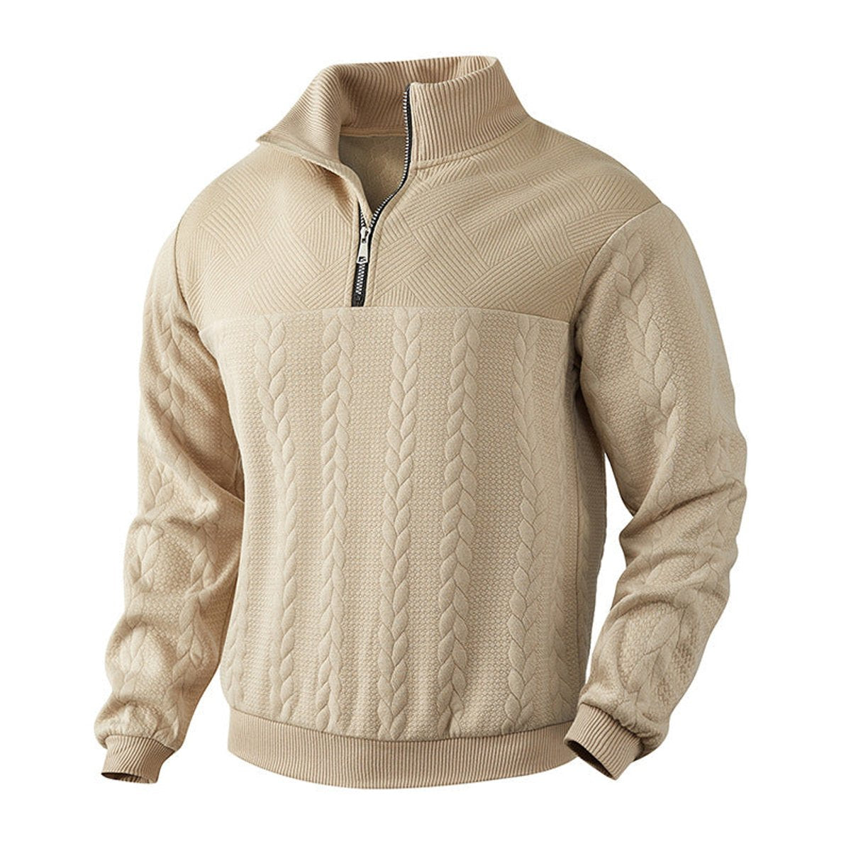Miesten Neule | Cable Knit Pulli | Quarter-Zip