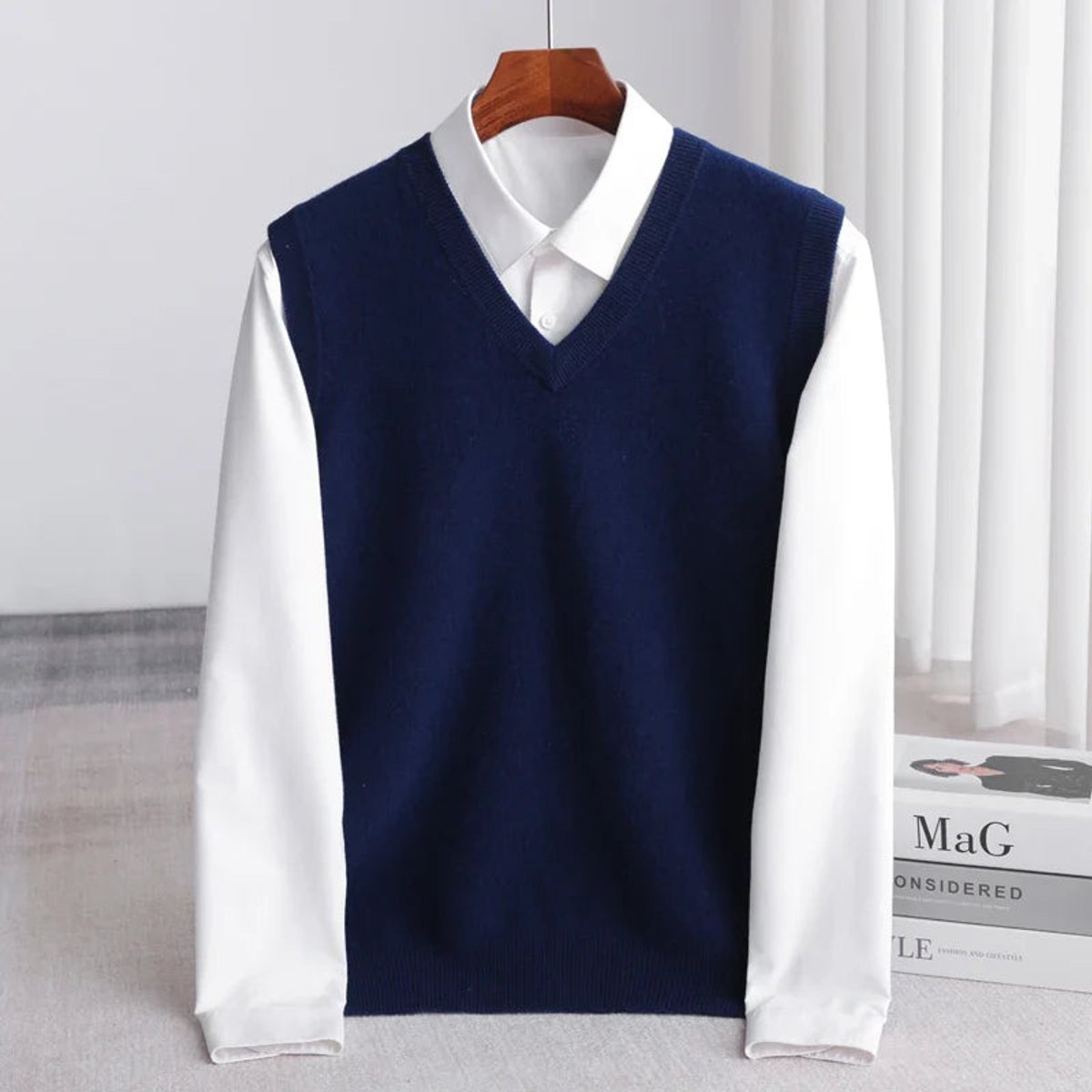 Miesten Merino Villaneule | V-kaula, Kerrostuva Neule