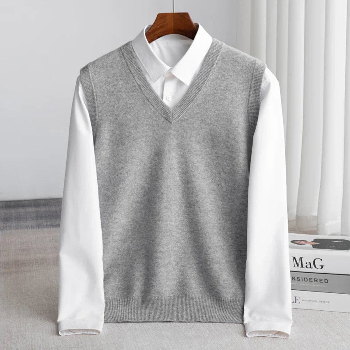 Miesten Merino Villaneule | V-kaula, Kerrostuva Neule