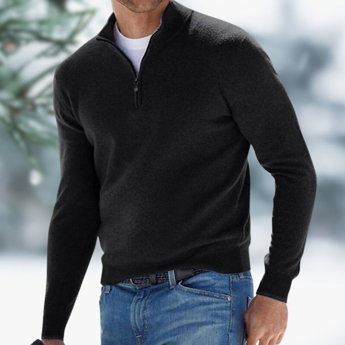 Miesten neulepaita | Neljännesvetoketju, slim fit