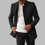 Miesten villakangastakki | Slim-fit, kaulukseton, avoin etu