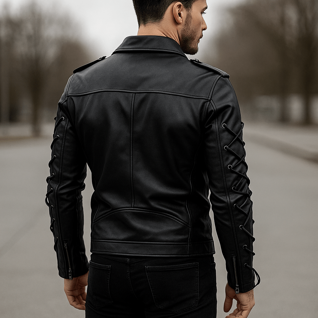 Miesten moottoripyörätakki – naruvedin – solkikiinnitykset – rento tyyli - EmiyoSuomi - Takit - Miehet