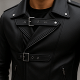 Miesten moottoripyörätakki – naruvedin – solkikiinnitykset – rento tyyli - EmiyoSuomi - Takit - Miehet