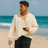 Miesten Neulepaita – Rentomalli – V - pääntie – Narulla – Hengittävä Avoin Kudonta - EmiyoSuomi - Villapaita Miehet