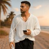 Miesten Neulepaita – Rentomalli – V - pääntie – Narulla – Hengittävä Avoin Kudonta - EmiyoSuomi - Villapaita Miehet