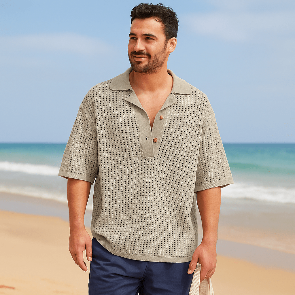 Miesten Neulepaita – Ylisuuri Muoto – Avoin Neule – Lyhyt Hiha - EmiyoSuomi - Villapaita Miehet