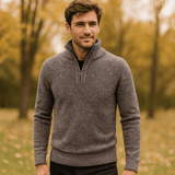 Miesten Neulepullover - Villa - sekoite - Neljännesvetoketju - Ribatut Kaulus - EmiyoSuomi - Villapaita Miehet