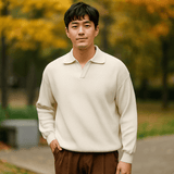 Miesten Neulepusero - Rentoa Istuvuutta - Ribattu Puuvillasekoitus - Pitkät Hihat - EmiyoSuomi - Villapaita Miehet