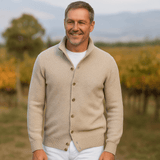 Miesten Slim Fit Neulepusero – Olkakaulus – Napitettu Etuosa – Ribattu Reuna - EmiyoSuomi - Villapaita Miehet