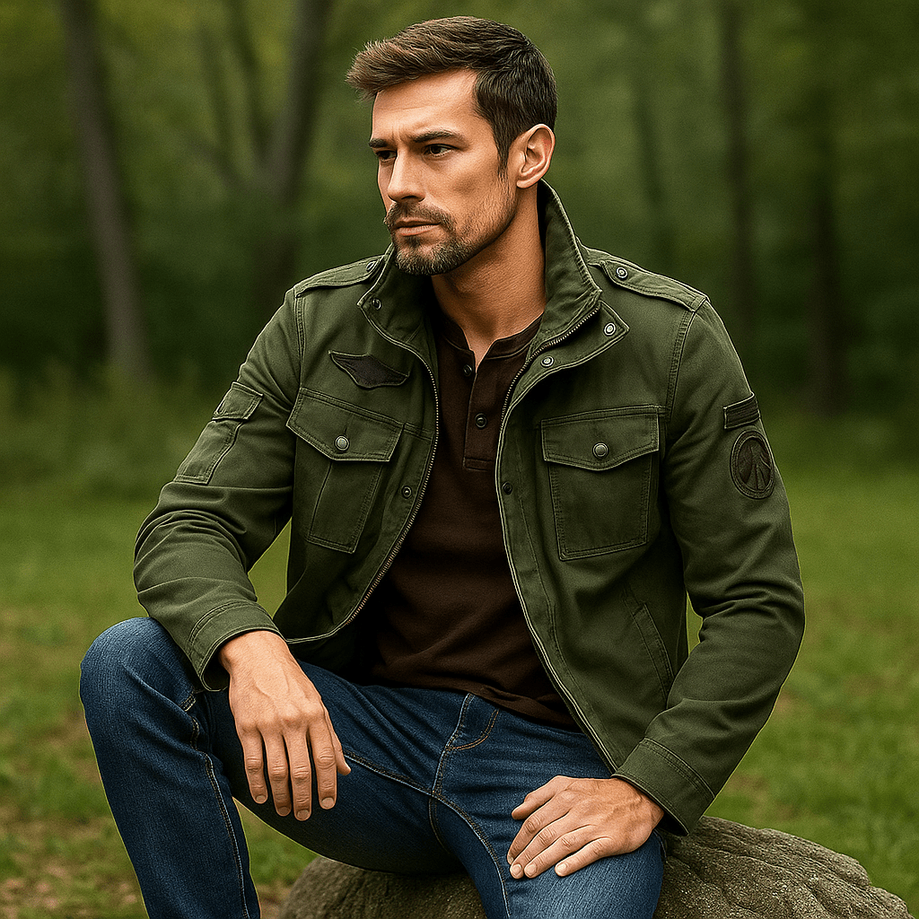 Miesten sotilasstyle takki - pystykaulus - kestävä muotoilu - EmiyoSuomi - Takit - Miehet