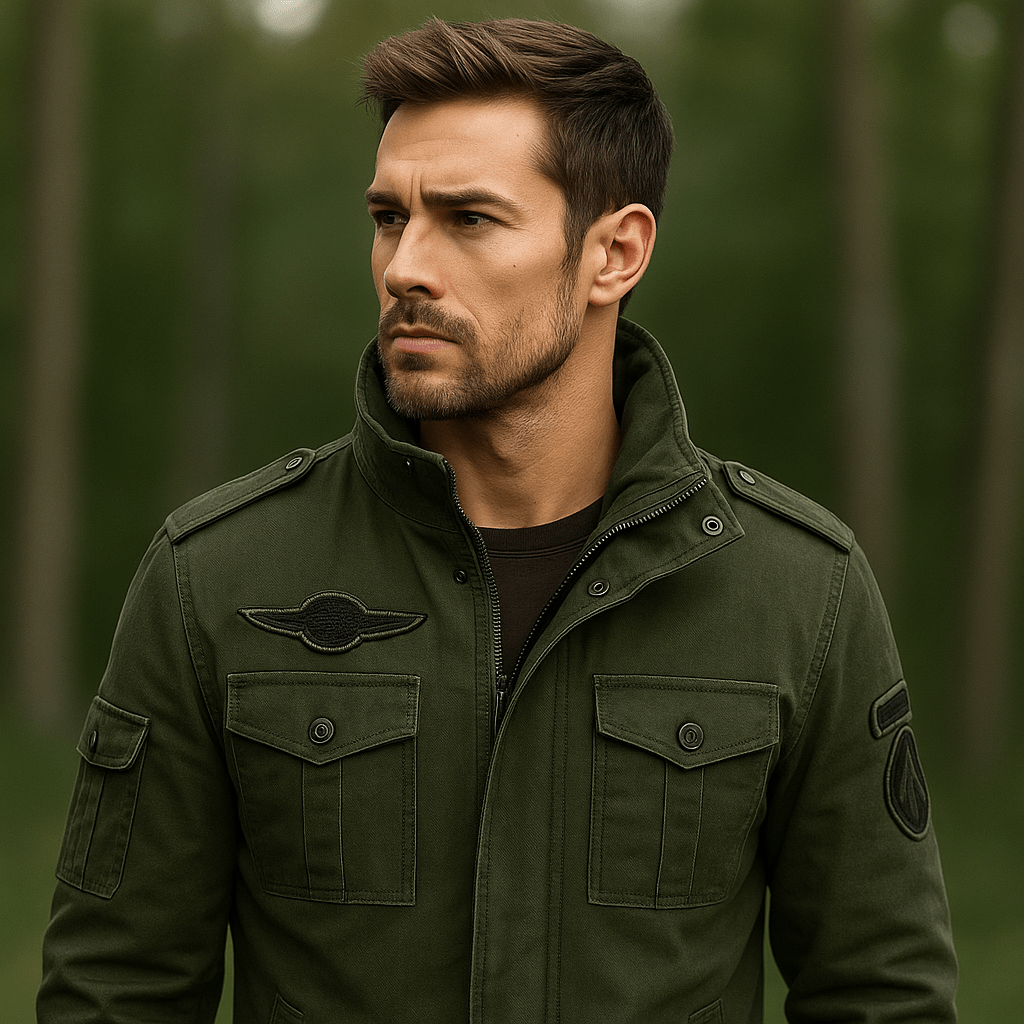 Miesten sotilasstyle takki - pystykaulus - kestävä muotoilu - EmiyoSuomi - Takit - Miehet