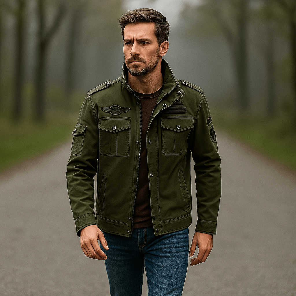 Miesten sotilasstyle takki - pystykaulus - kestävä muotoilu - EmiyoSuomi - Takit - Miehet