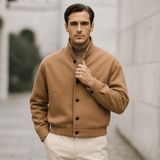 Miesten takki - Rennon istuvuuden - Pehmeä rakenteinen kangas - Korkea kaulus - Napitus - EmiyoSuomi - Takit - Miehet