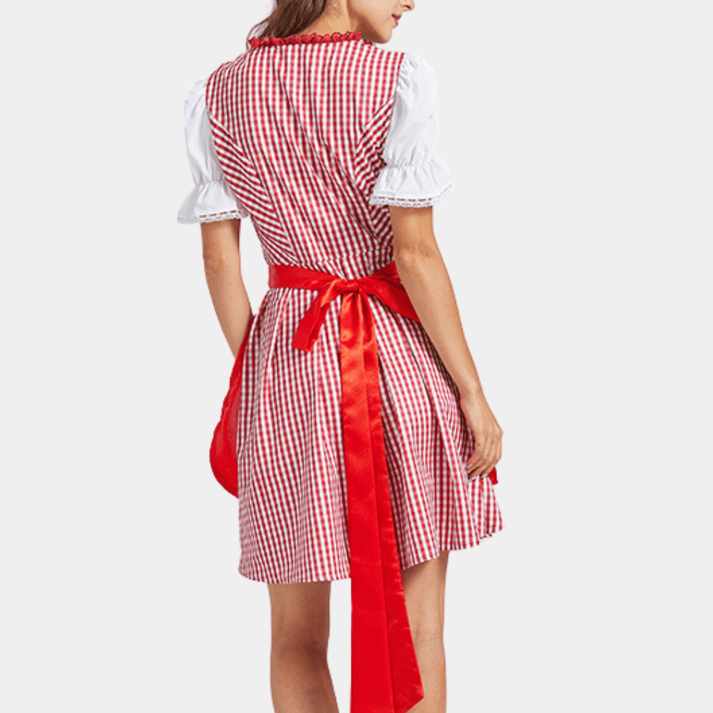 Naisten Dirndl Mekko - Elegantti Punainen - Korkealaatuinen Materiaali - Oktoberfest Trachten - EmiyoSuomi - Oktoberfest - Nainen