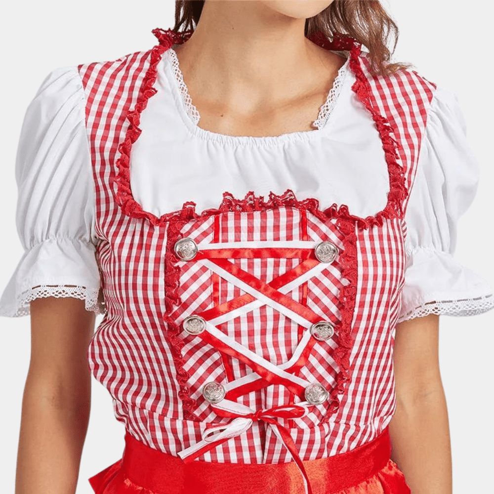 Naisten Dirndl Mekko - Elegantti Punainen - Korkealaatuinen Materiaali - Oktoberfest Trachten - EmiyoSuomi - Oktoberfest - Nainen