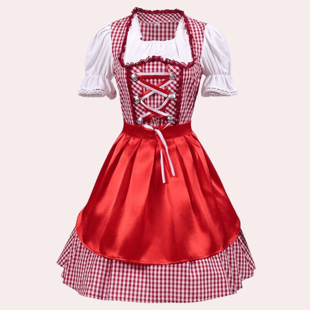 Naisten Dirndl Mekko - Elegantti Punainen - Korkealaatuinen Materiaali - Oktoberfest Trachten - EmiyoSuomi - Oktoberfest - Nainen