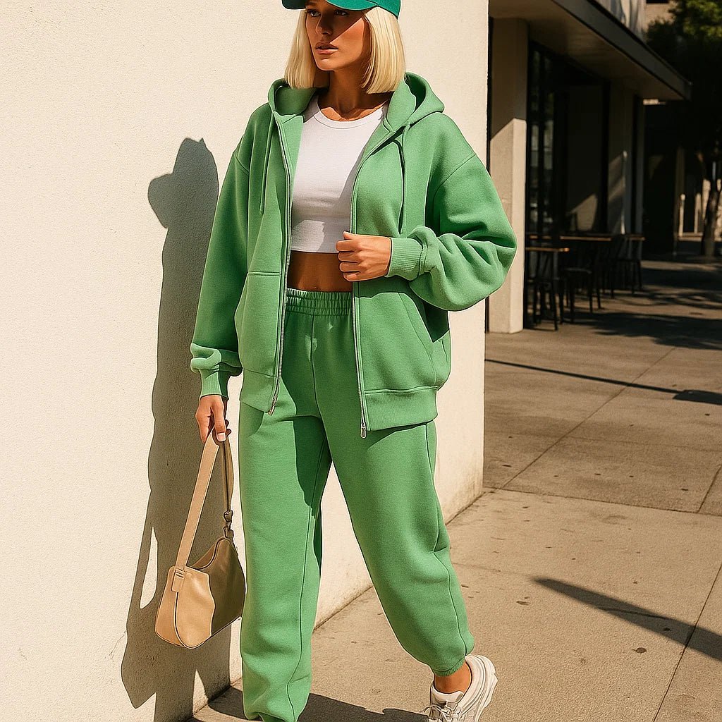 Naisten fleeceurheiluasu - Huppari - Verryttelyhousut - EmiyoSuomi - Verkkapuku