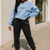 Naisten haalari - kaksiosainen setti - neule ja joggerit - sydämet - EmiyoSuomi - Verkkapuku