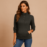 Naisten Hættetröja Napilla - Kängurulompakko - Tyylikäs & Kätevä - EmiyoSuomi - Neulepusero Nainen