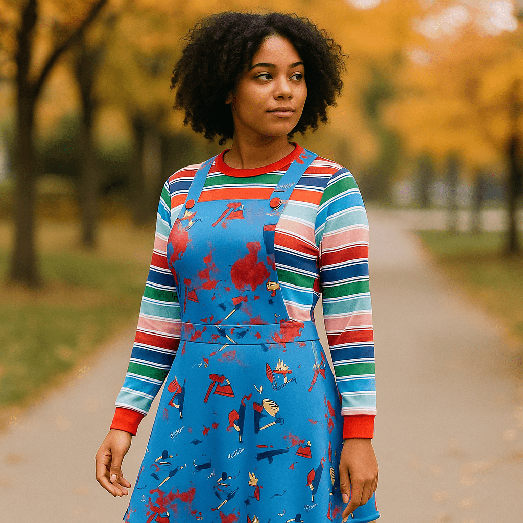 Naisten Halloween Puku Mekko - Pitkähiha - Pelottava Muotoilu - EmiyoSuomi - Halloween