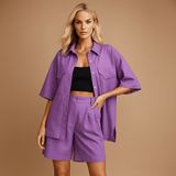 Naisten Hørtrøje - ja Shorts - Sarja – Rentouttava Istuvuus – Kätevät Taskut - EmiyoSuomi - Neulepusero Nainen