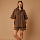 Naisten Hørtrøje - ja Shorts - Sarja – Rentouttava Istuvuus – Kätevät Taskut - EmiyoSuomi - Neulepusero Nainen