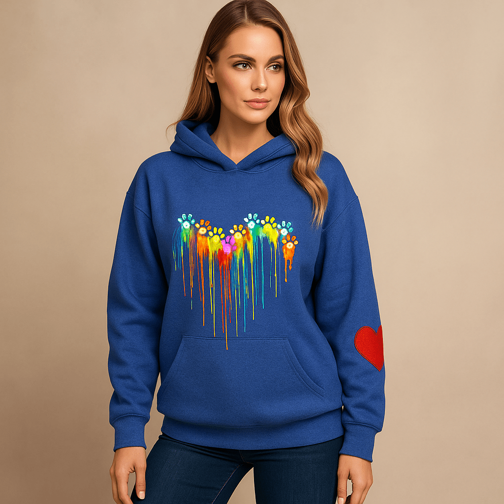 Naisten Huppari - Rentoa Istuvuutta - Sydänprintti - Pitkät Hihat - EmiyoSuomi - Neulepusero Nainen