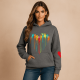 Naisten Huppari - Rentoa Istuvuutta - Sydänprintti - Pitkät Hihat - EmiyoSuomi - Neulepusero Nainen