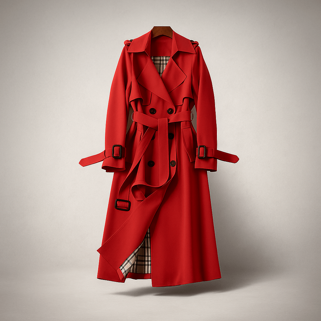 Naisten Kaksoisneuletrench - Klassinen Tyyli - Ajaton Ulkovaatetus - EmiyoSuomi - Takki Nainen