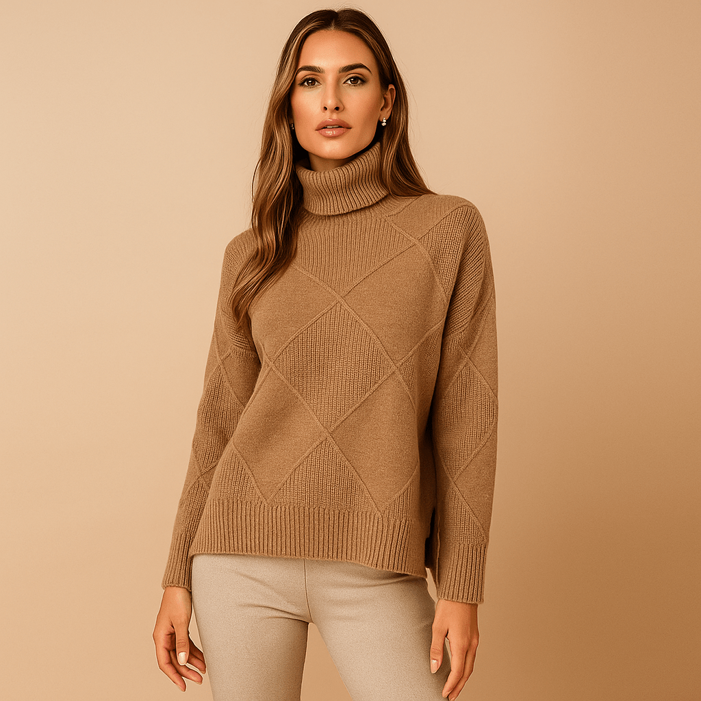 Naisten kašmiripaita - Korkea kaulus - Pehmeä ja lämmin - EmiyoSuomi - Neulepusero Nainen