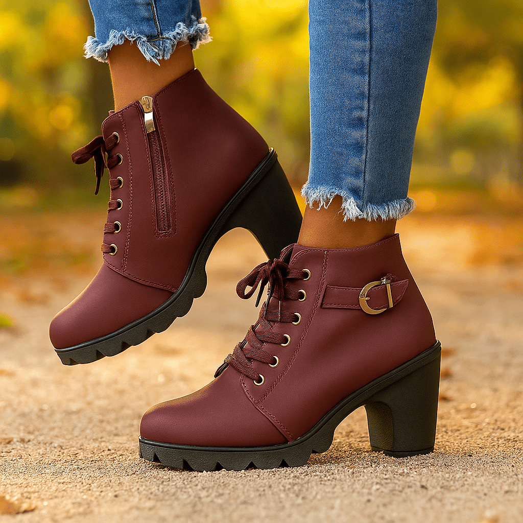 Naisten Korkeakorkoiset Nilkkurit - Nauhakiristys - Tyylikäs Mukavuus - EmiyoSuomi - Saappaat Nainen