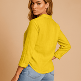 Naisten Napillinen Paita - Kevyt Pellavasekoite - Pitkät Hihat - EmiyoSuomi - Neulepusero Nainen