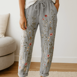 Naisten pellavahousut kukka - ja perhoskuosilla - EmiyoSuomi - Kesäasut