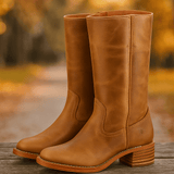 Naisten Polvipituiset Nahkasaappaat – Loivakorko – Rakenteellinen Pohjemitta – Ompelemisdetaali - EmiyoSuomi - Saappaat Nainen