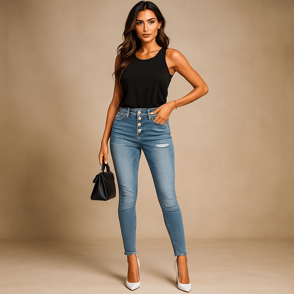 Naisten Slim Fit Ripped Denim Farkut - Modernit & Mukavat - EmiyoSuomi - Farkut Naisten