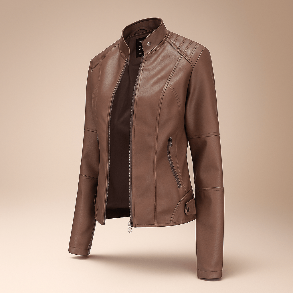 Naisten Slim Fit Takki – Mao Kaulus – Vetoketju – Lantiopituus - EmiyoSuomi - Takki Nainen