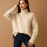 Naisten Tyylikäs Korkeakauluksinen Neule - Mukava - Ajaton - EmiyoSuomi - Neulepusero Nainen