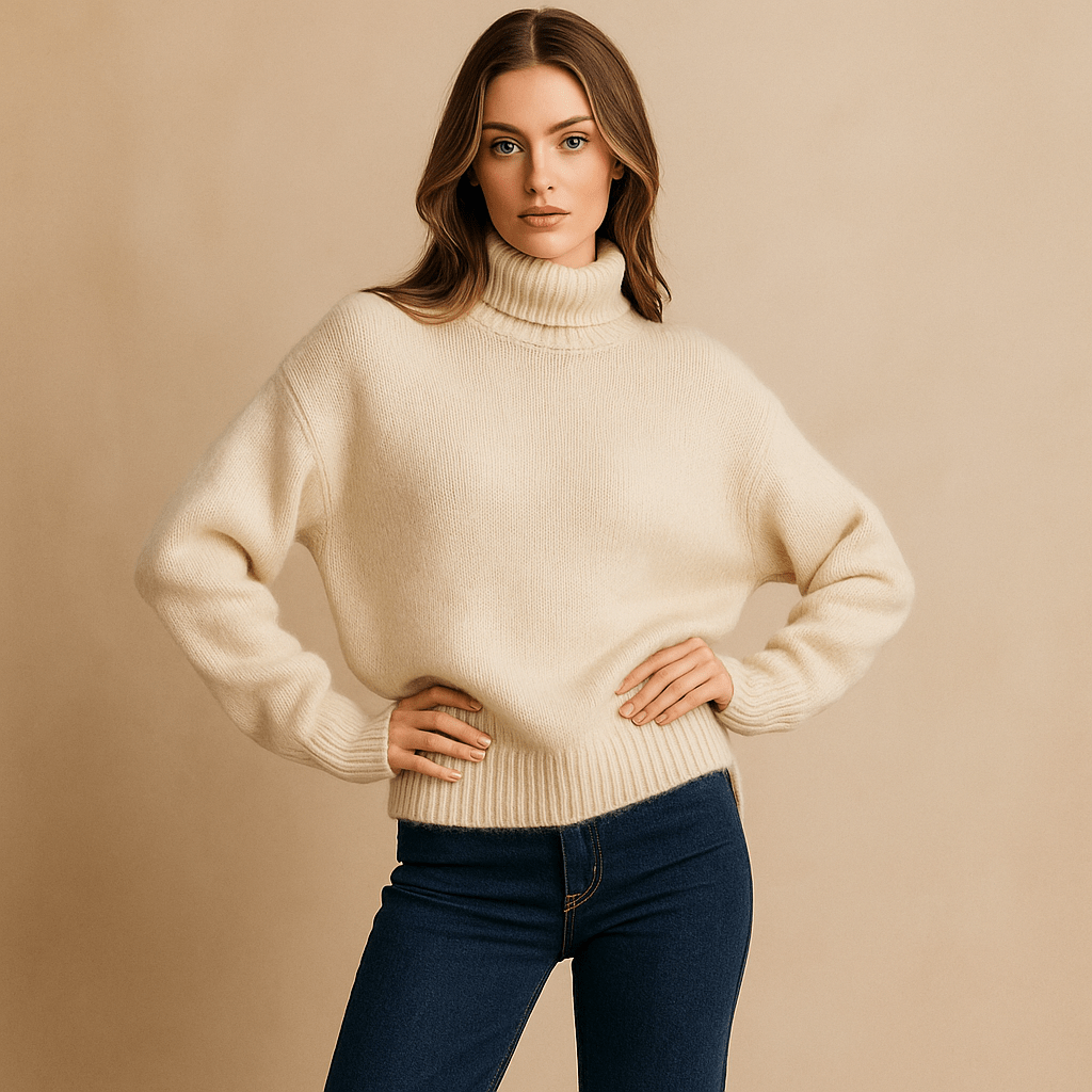 Naisten Tyylikäs Korkeakauluksinen Neule - Mukava - Ajaton - EmiyoSuomi - Neulepusero Nainen