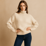 Naisten Tyylikäs Korkeakauluksinen Neule - Mukava - Ajaton - EmiyoSuomi - Neulepusero Nainen