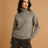 Naisten Tyylikäs Korkeakauluksinen Neule - Mukava - Ajaton - EmiyoSuomi - Neulepusero Nainen