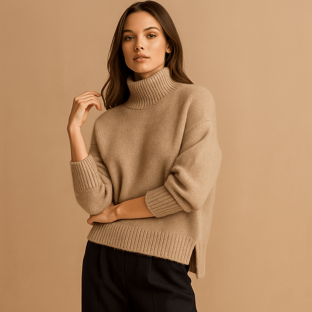 Naisten Tyylikäs Korkeakauluksinen Neule - Mukava - Ajaton - EmiyoSuomi - Neulepusero Nainen