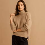 Naisten Tyylikäs Korkeakauluksinen Neule - Mukava - Ajaton - EmiyoSuomi - Neulepusero Nainen