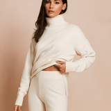 Neulepuserosetti - Korkeakauluksinen neule - Yhteensopivat housut - EmiyoSuomi - Neulepusero Nainen