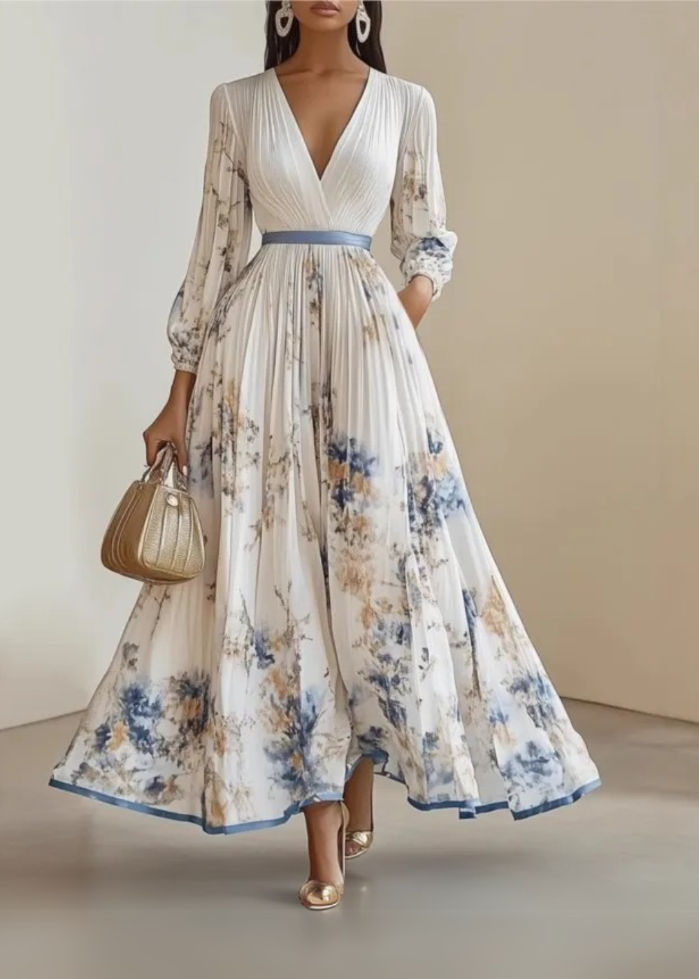 Boho-tyylinen kukkakuosinen iltapuku - maxi
