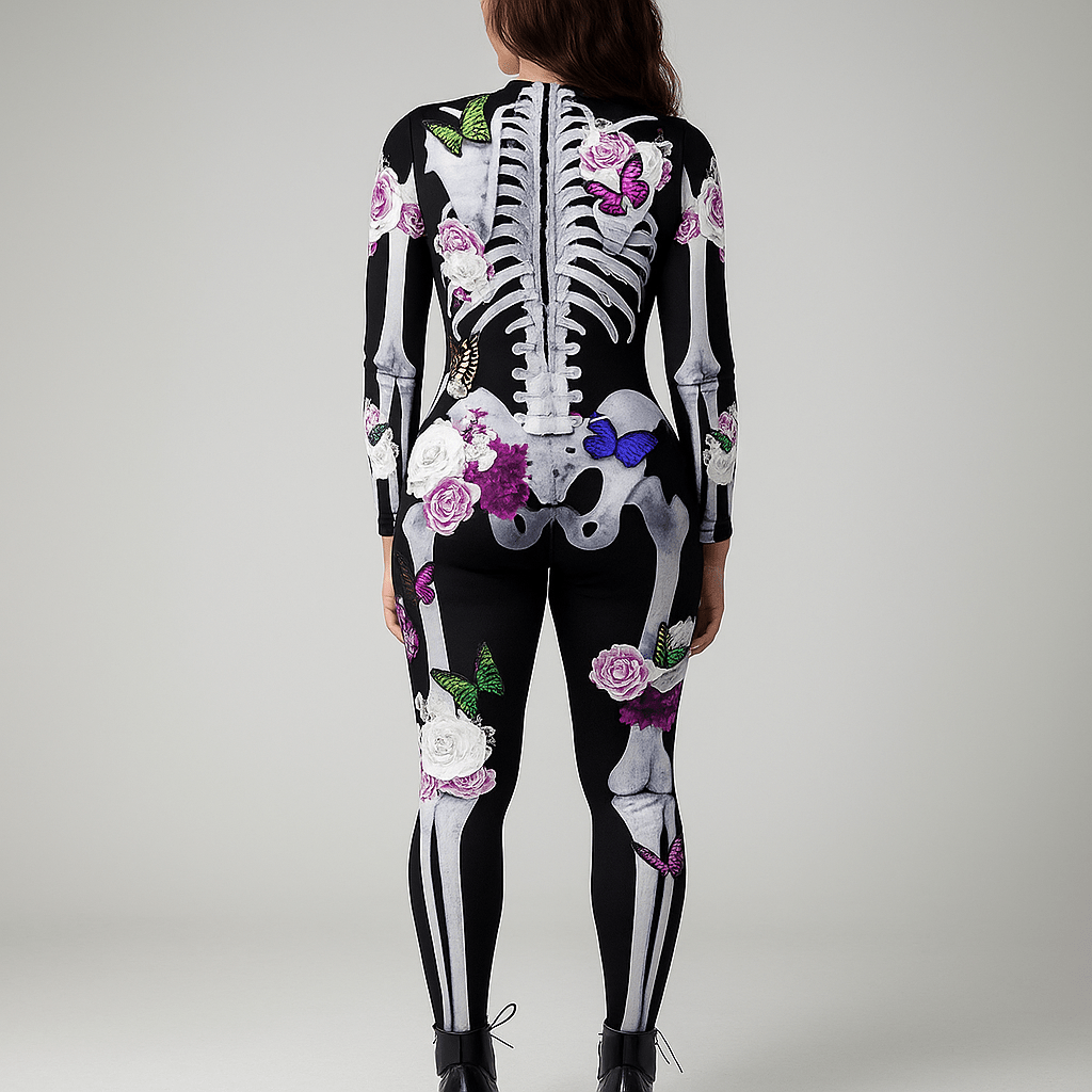 Ornella Halloween - puku - Kukallinen luuranko - Uniikki & Vahva Design - EmiyoSuomi - Halloween