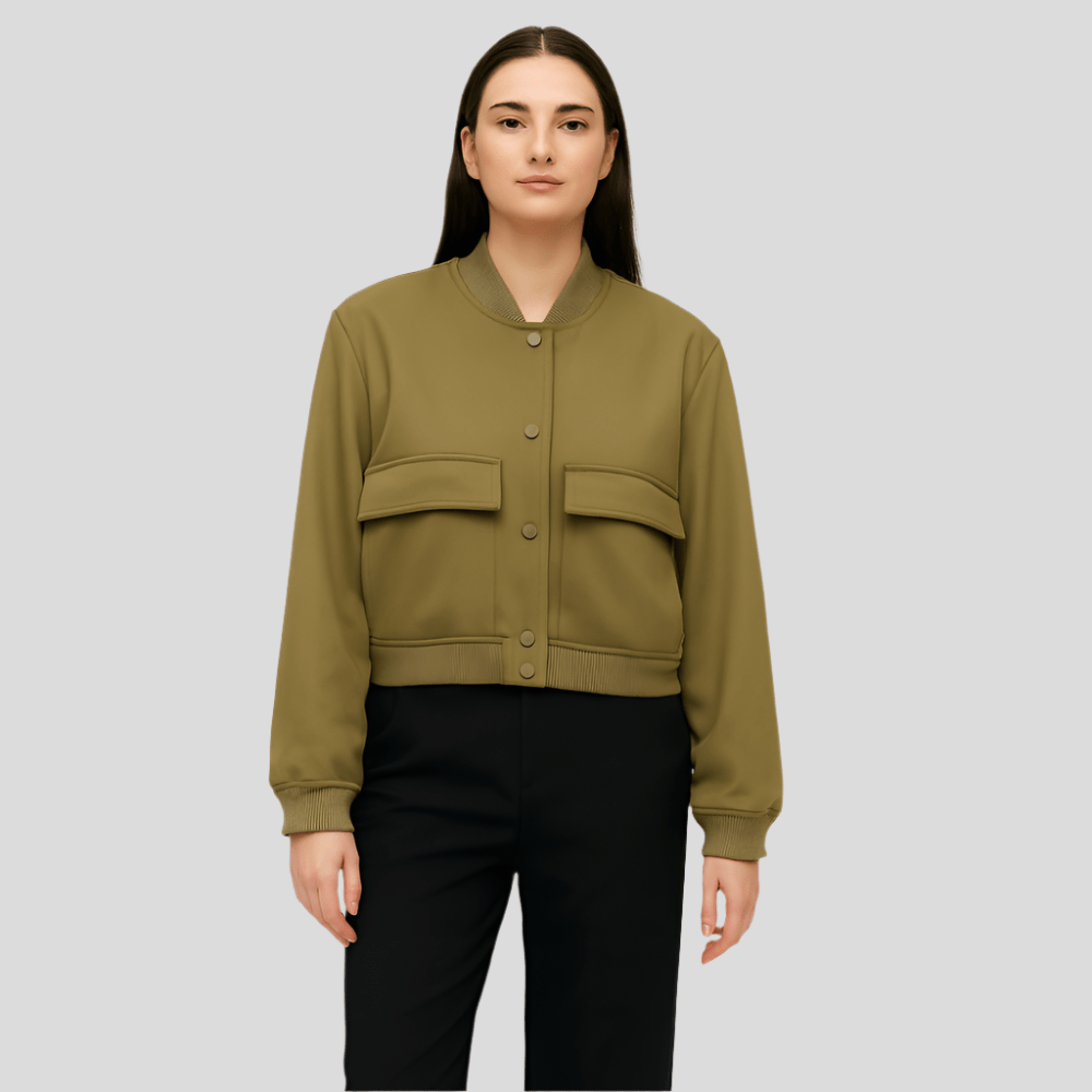 Pehmeä beige pilot jacket naisille - Mukava rento tyyli - EmiyoSuomi - Bomberjacket - Nainen